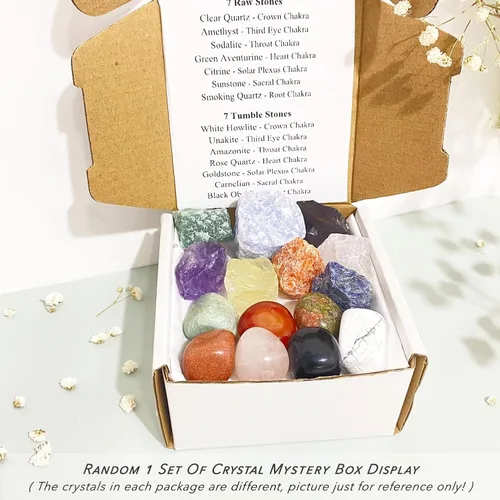 Vista 4 de 15 piezas de cristales misteriosos y piedras curativas, juego sorpresa de cristales naturales de curación para meditación, Reiki, decoración
