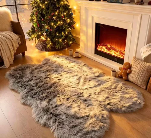 Vista 58 de Alfombra de piel sintética de 2 x 6 pies, color beige, lavable a máquina, súper suave, esponjosa, alfombra de piel de oveja mullida para dormitorio