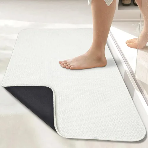Vista 21 de Tapete de baño ultrafino, con base de goma, antideslizante, secado rápido, lavable a máquina, pelo bajo, absorbente, para ducha exterior, fregadero