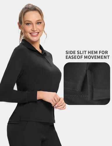 Vista 4 de Hiverlay Polo Shirts for Women Golf Shirts UPF 50+ Long Sleeve Shirt Collared