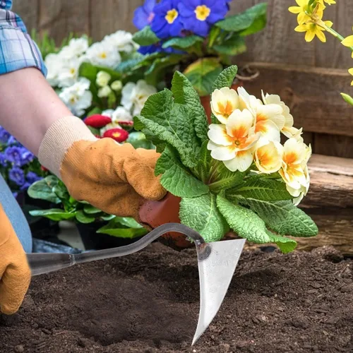Vista 9 de DOITOOL Cultivador manual de jardín triangular de 12.4 pulgadas con cabeza de hierro resistente para excavación de suelo, deshierbe y abono