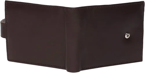 Vista 3 de ras Mens Soft Brown Smooth piel auténtica cartera con ID y la moneda bolsillo