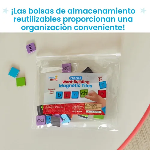 Vista 6 de hand2mind Phonics - Azulejos magnéticos de letras para construcción de palabras, reconocimiento de letras para jardín de infantes, sonidos