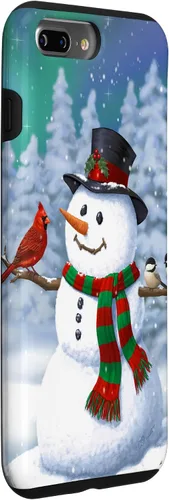 Vista 18 de Funda para iPhone 17 con diseño de muñeco de nieve y pájaros en invierno