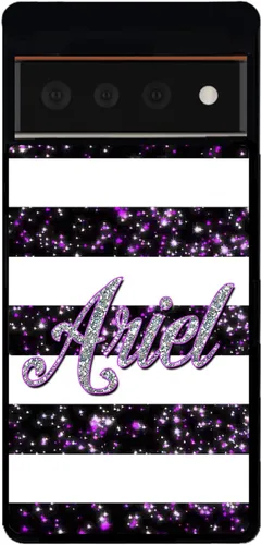 Vista 5 de Funda de goma negra personalizada con barras de purpurina moradas y plateadas, compatible con Google Pixel 10, 10 Pro, 10 Pro XL, 9a, 9 Pro, Pixel