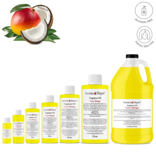 Vista 2 de 1 onza. Aceite de fragancia de perfume y cuerpo de coco y mango. Nuestra interpretación, puro sin cortar. Añade unas gotas a tu difusor