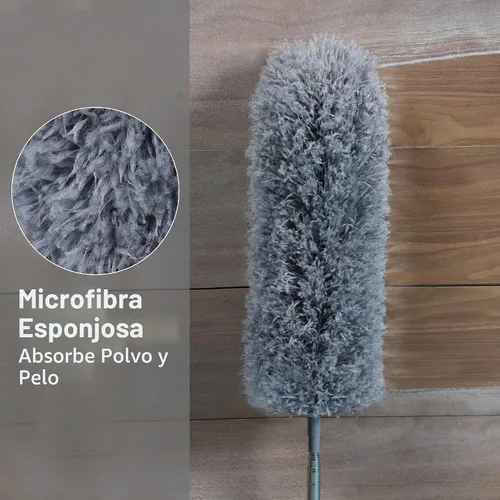Vista 3 de BOOMJOY Plumero de microfibra con poste de extensión de 100 pulgadas, plumeros para limpiar techos altos, ventiladores, persianas, muebles, gris