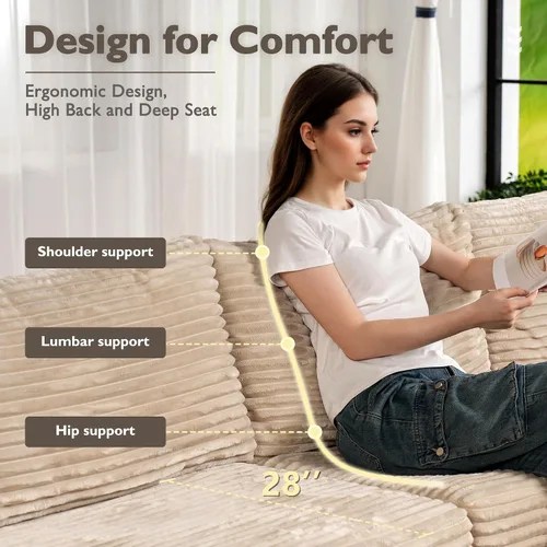 Vista 5 de Sofá Seccional Modular Sofá Nube - Sofás Seccionales Cómodos de Gran Tamaño en Forma de L para Sala de Estar, Sofá Cama Sleeper Convertible