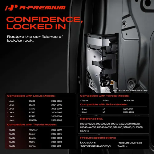 Vista 2 de A-Premium Actuador de cerradura de puerta lado del conductor delantero