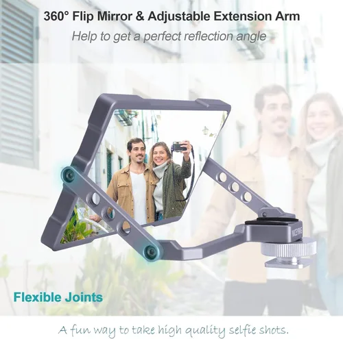 Vista 3 de NICEYRIG Pro Selfie Mirror Mount Vlog Vlogging para iPhone y Android Teléfono Celular 6.7'' 6.5'' 6.1'', Espejo de pantalla abatible de 360°
