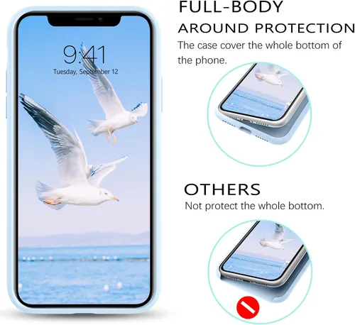 Vista 5 de GUAGUA Funda compatible con iPhone 11, iPhone 11 de silicona líquida, delgada y suave forro de microfibra con textura de cojín, funda protectora a