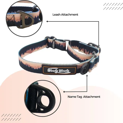 Vista 2 de Martingale - Collar de perro sin hebilla, a prueba de escapes, collar de perro de entrenamiento de seguridad, estampado de bosque, crepúsculo