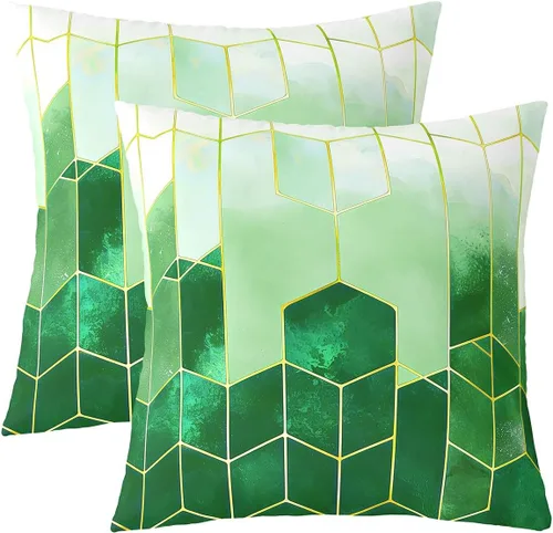 Vista 8 de Juego de 2 fundas de almohada de mármol de 16 x 16 pulgadas, fundas de cojín geométricas de mármol con diseño de panal de abeja, fundas de almohada