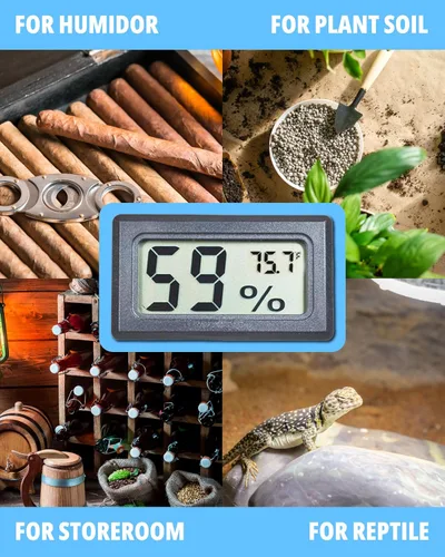 Vista 4 de Higrómetro, medidor de humedad, hidrómetro, termómetro de habitación interior, sensor de humedad, termómetro interior, humidistato, higrómetro