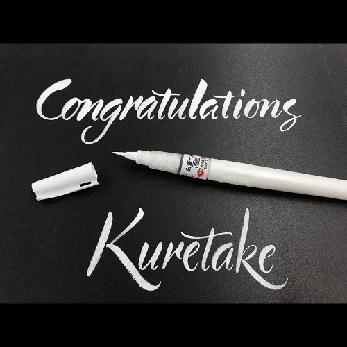 Vista 3 de Kuretake Zig Fude - Rotulador de punta fina, tinta blanca recargable, para caligrafía, manga, dibujo, profesional, artista, fabricado en Japón