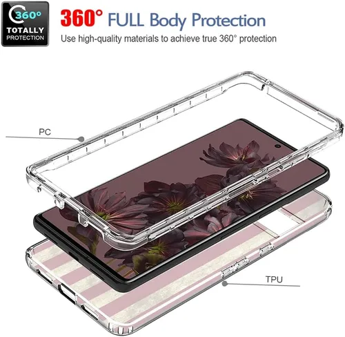 Vista 3 de Funda protectora para Pixel 7 Pro/Google 7 Pro, diseño de bandera transparente y bonita funda protectora de cuerpo completo para Google Pixel 7 Pro