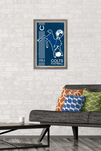 Vista 2 de Trends International NFL Indianapolis Colts - Retro Logo 14 Wall Poster, 14.725" x 22.375", Barnwood Framed Version