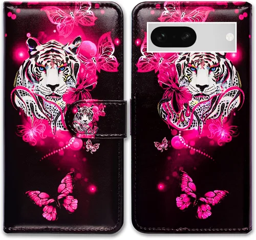 Vista 29 de Bcov Funda para Pixel 7a, diseño de pájaro negro de cuero verde con tapa para teléfono con ranura para tarjetas, soporte para Google Pixel 7a
