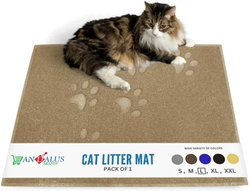 Vista 30 de Andalus Tapete Pequeño para Arena de Gatos, Paquete de 2 - Impermeable, Antideslizante y Fácil de Limpiar, Tapete para Caja de Arena de Gatos