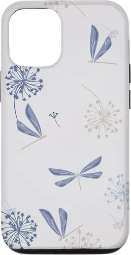 Vista 28 de Bonita funda para iPhone 17 con diseño de libélula de diente de león azul lavanda beige