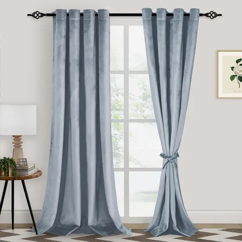 Vista 65 de XWZO Cortinas de terciopelo azul de 63 pulgadas de largo, elegantes cortinas de lujo suaves para sala de estar, aislamiento térmico, oscurecimiento