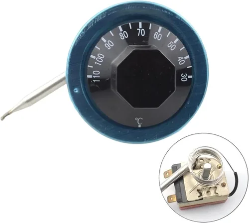Vista 2 de 1pc 30-110 degree Celsius Adjustable NC Temperature Switch Capillary Thermostat 16A with 2 terminals temperature rotary switch
