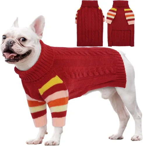 Vista 34 de Suéter XS para perro, suéter de cuello alto con manga para Yorkie Azul