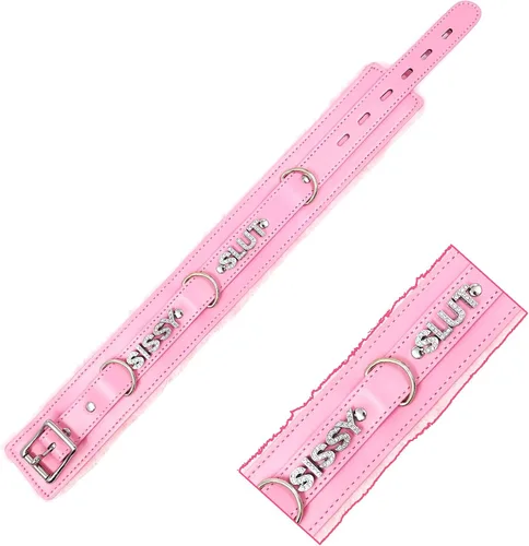 Vista 9 de paloli Pink Choker Necklace for Women Leather Collar Fluffy Punk Leash Neck Choker Gothic Cosplay Sexy Jewelries