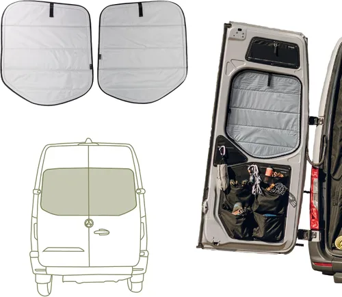 Vista 7 de VanEssential Cubierta magnética aislante de oscurecimiento para parabrisas delantero diseñada para Mercedes-Benz NCV3/VS30