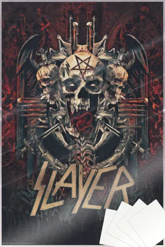 Vista 7 de Slayer - Póster musical (Skullgram, calavera y pentagrama) (tamaño: 24 x 36 pulgadas)