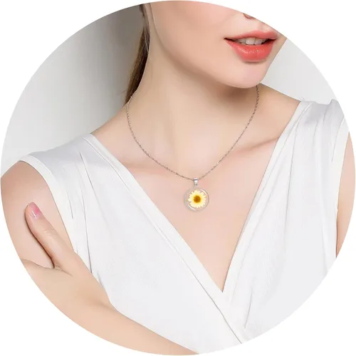 Vista 60 de Pressed Flower Necklace Gift for Women Personalized Handmade Necklaces Birth Flower Necklace