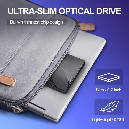 Vista 7 de BPAKDU Unidad externa de CD/DVD para laptop, grabadora de CD ultra delgada, concentrador USB 3.0 con 4 puertos USB, 2 ranuras para tarjetas TF/SD, 1
