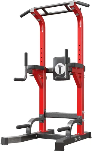 Vista 9 de SogesHome Power Tower Pull Up Bar Dip Stand, 10 Adjustable Height Free Standing Assistive Trainer Dip Station, Multi-Function Strength Training
