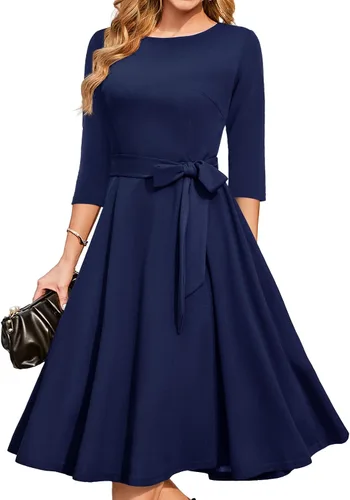 Vista 27 de DRESSTELLS Vestidos de cóctel para mujer, vestido vintage de boda para Negro