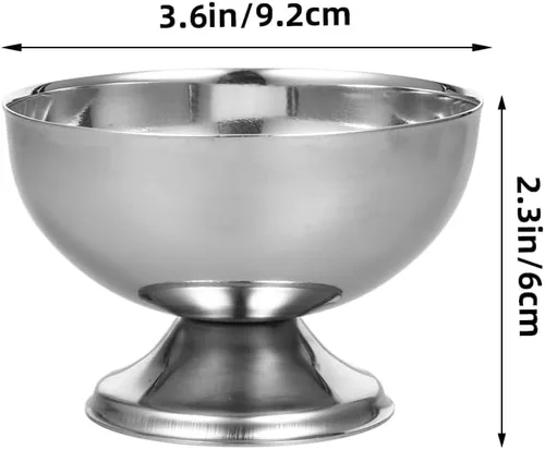 Vista 7 de Cabilock Taza de ensalada de acero inoxidable de 3.62 x 3.62 x 2.36 pulgadas, cuenco de postre para helado, refrigerios de frutas, dulces, Sundae