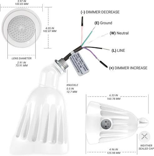 Vista 7 de NUWATT Luz de inundación de bala de 25 W, luces LED de paisaje para exteriores, 3500 LM iluminación exterior brillante para patio, 30K/40K/50K