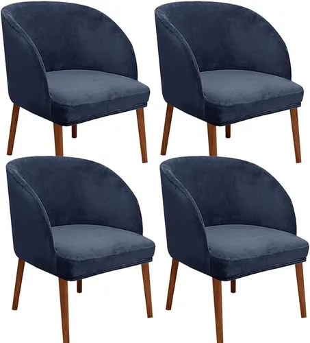 Vista 15 de Juego de 2 fundas de terciopelo elástico para sillas de comedor, con respaldo curvo moderno, protector de silla para sala de estar, dormitorio, Beige