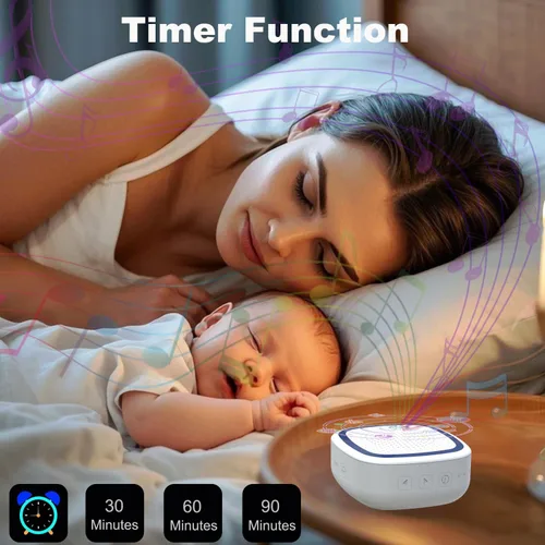 Vista 3 de Máquina de ruido blanco, máquina de sonido de conexión inalámbrica con 36 sonidos relajantes, máquina de dormir para adultos, bebés, niños, función