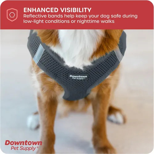 Vista 87 de Downtown Pet Supply Arnés para perro Step-in – Sin tirones, malla acolchada ajustable con ribete reflectante, correa de hebilla segura – Arnés
