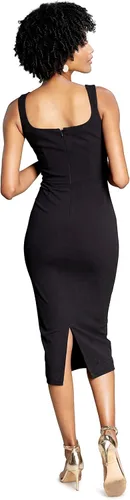 Vista 3 de Dress the Population Sloane - Vestido midi ajustado con cuello en V redondeado para mujer
