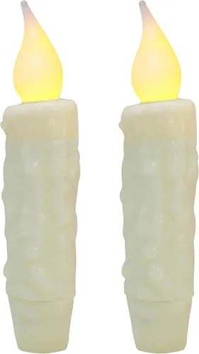 Vista 15 de CVHOMEDECO. Velas de cera real sumergidas a mano con temporizador LED con pilas, velas cónicas sin llama primitivas del país, 4-3/4 pulgadas, negro