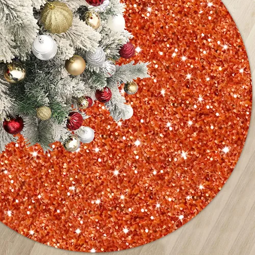 Vista 8 de MODFUNS Falda Roja para Árbol de Navidad Mini Faldas con Purpurina para Árbol de 21 Pulgadas Falda para Árbol de Navidad con Lentejuelas Tapete