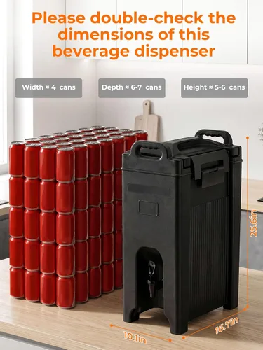 Vista 3 de Dispensador de bebidas aislado de 5 galones, dispensador comercial de bebidas calientes/frías para cafeterías, fiestas grandes, reuniones