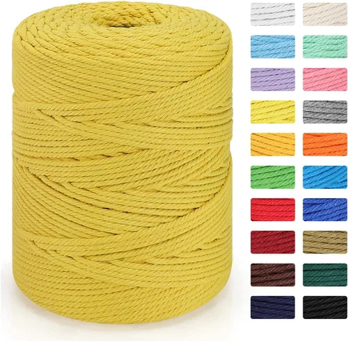 Vista 12 de Cordón de macramé de 0.157 in x 328 yardas Cuerda de macramé 100% algodón natural Cuerda de algodón trenzado de 4 hebras para manualidades, Beige