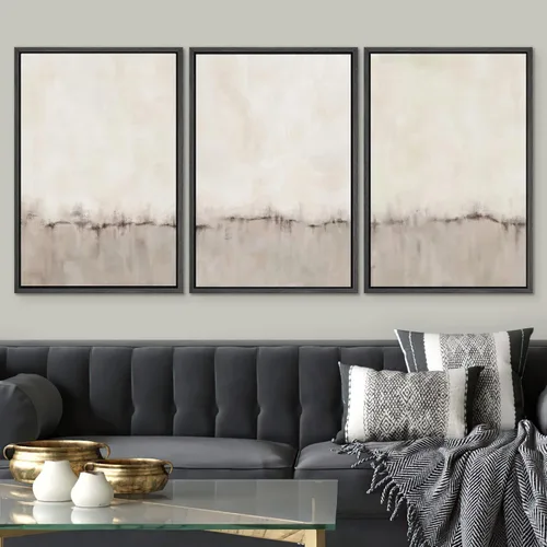 Vista 613 de SIGNWIN Lienzo enmarcado para pared, juego de arte pastel con cadena montañosa, bosque, niebla, naturaleza silvestre, ilustraciones modernas, arte