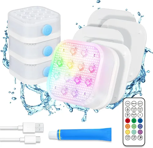 Vista 8 de Homly - Luces para piscina LED recargables sumergibles con control inalámbrico por APP, luces LED inteligentes subacuáticas impermeables