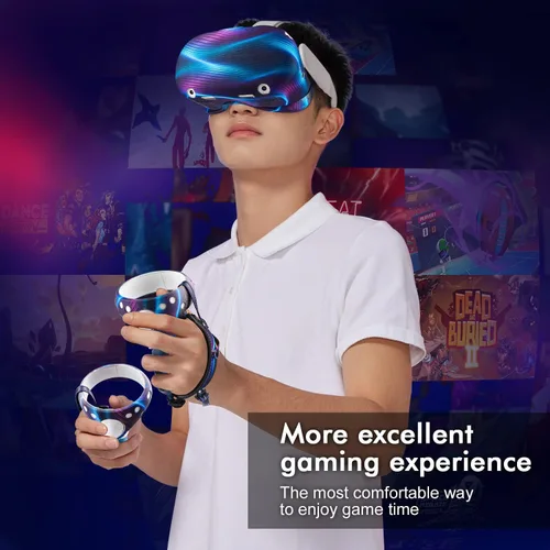 Vista 6 de Relohas Accessories for Oculus Quest 2, VR Accessory Set for Meta Quest 2, Include Controller Grip Leather Cover, VR Shell Cover, Face Cover, The