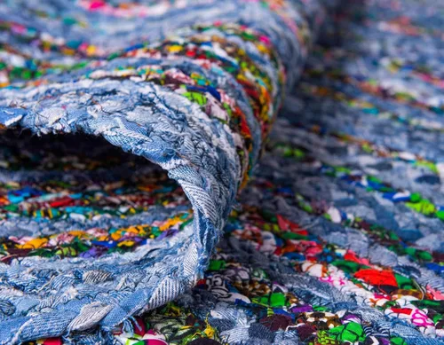 Vista 7 de Unique Loom Trenzado Chindi Collection - Alfombra casual moderna azul/azul oscuro (2' 0 x 3' 0)