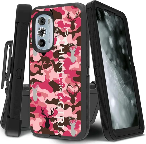 Vista 31 de Funda para Motorola Edge 2021 / Moto Edge 5G UW, protección resistente de 3 capas híbridas a prueba de golpes con funda de clip para cinturón