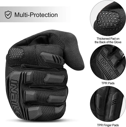 Vista 4 de INBIKE Guantes MTB para ciclismo de montaña Sirven para pantalla táctil con acolchado de etilvinilacetato grueso y protección de nudillos de caucho